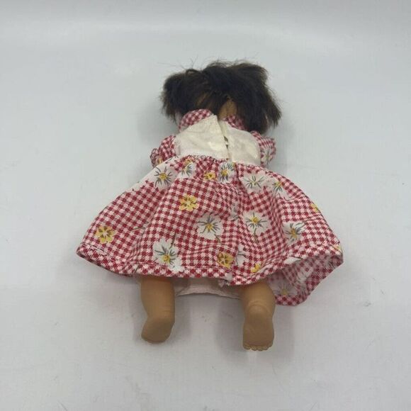 Vintage Gi-Go Toys Baby Girl Doll Red Gingham Floral Dress 9" - Picture 6 of 11